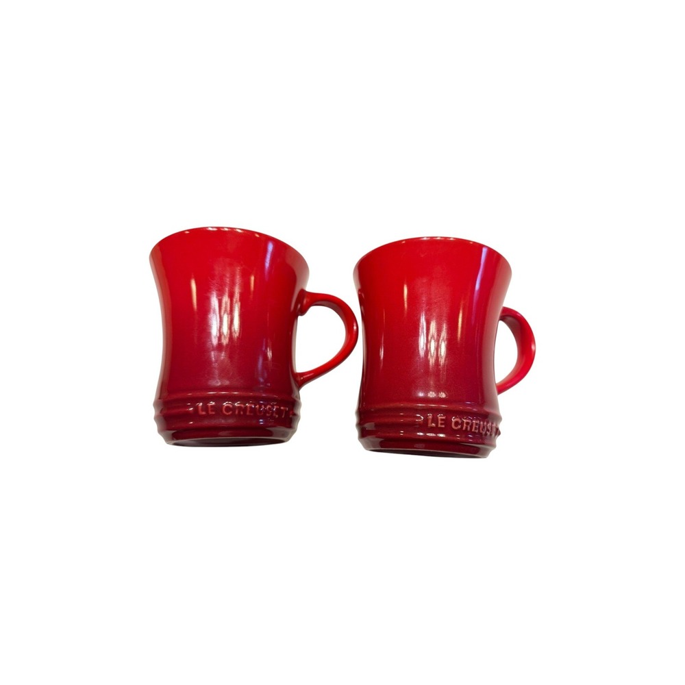 Le Creuset Red Cherry Lot 2  Mug Ceramic 8 oz Stoneware‎